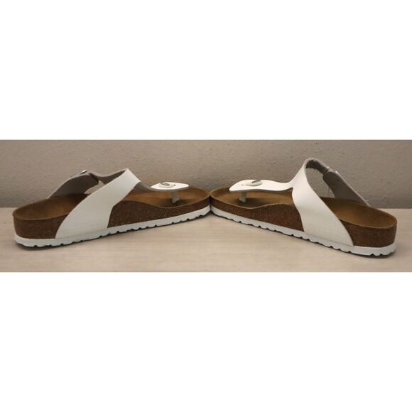 Birkenstock Women's Sz 8 White Leather Gizeh Birko-Flor Sandals - Picture 11 of 13